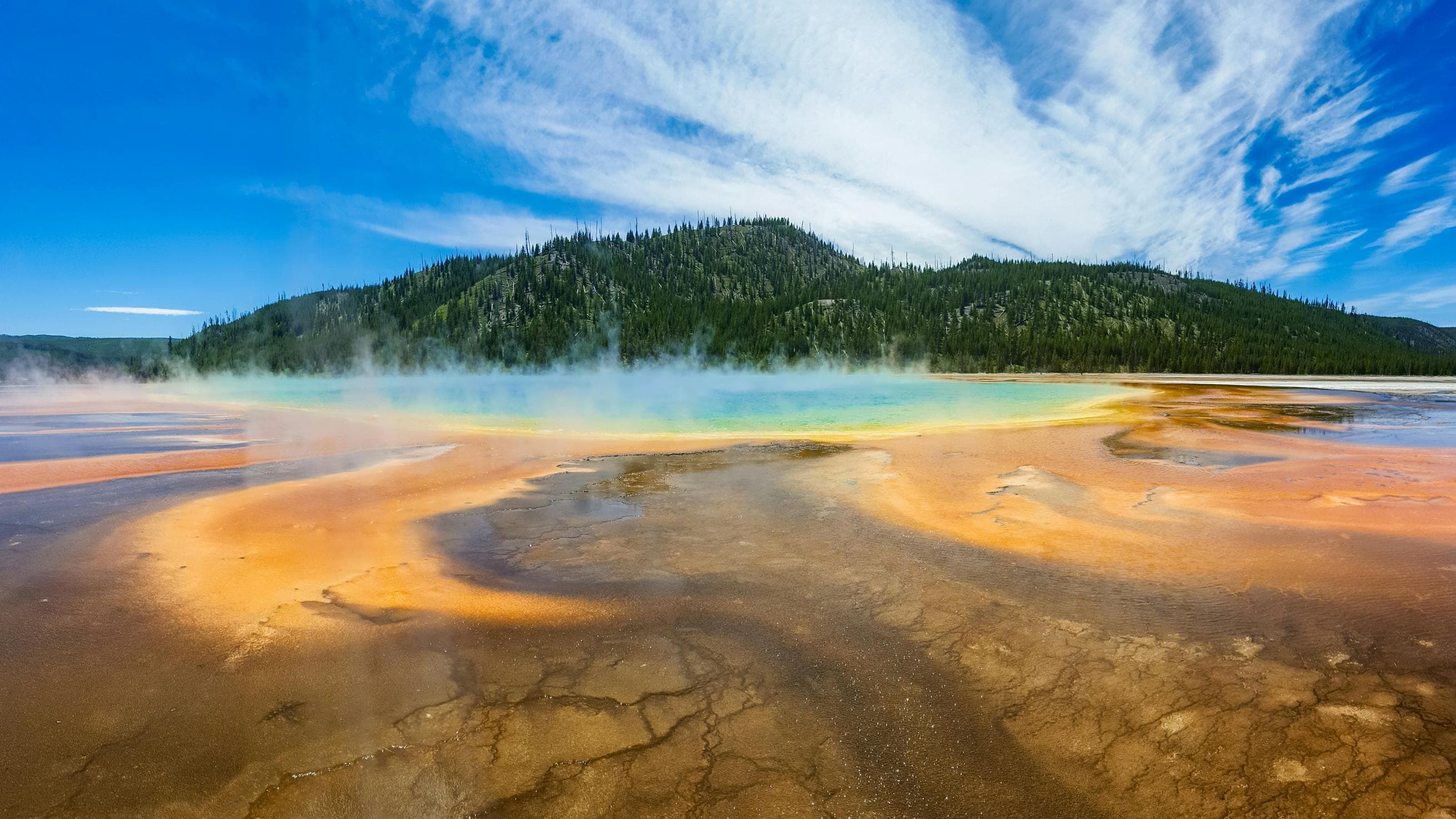 Steam and sky over Yellowstone National Park
